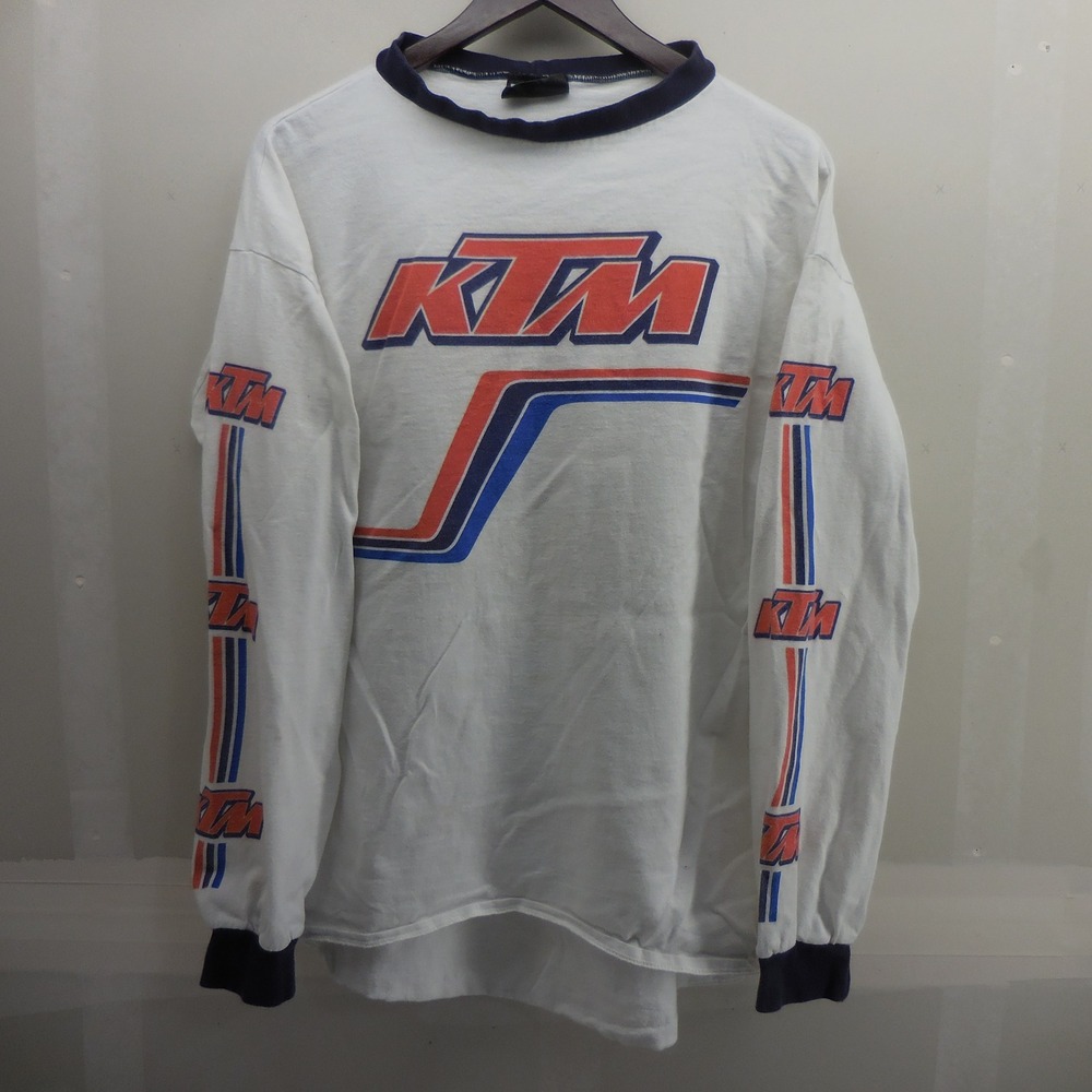 Metro Racing KTM Long Sleeve Ringer Graphic Tee White Mens Large Motocross Shirt